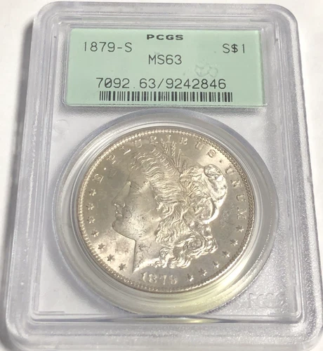 1879 S MORGAN "PCGS MS63 OGH”-CRISP WHITE, STUNNING COLOR, HI POINTS, MIRRORS💥✅