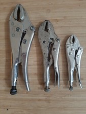 3 x Vintage Straight Jaw Self Grip Pliers