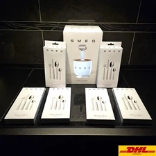 SMEG Cutlery Set with Caddy - 6 Boxes Dinner Fork Knife Spoon Flatware BRAND NEW
