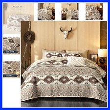 Western Quilt Set, Southwestern Aztec Country Style with Rustic Ranch Vibe, R...