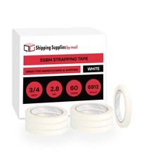 3/4"x60 Yards White Tensilized Adhesive Strapping Packing Tape 6912 Rls 2.8 Mil