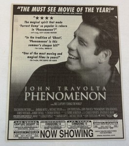 1996 newspaper movie ad~ PHENOMENON John Travolta