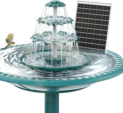 6.5W Solar Bird Bath Fountain, 3-Tiered Waterfall with 9 Water Streams, DIY Deta