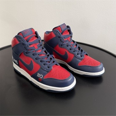 Nike Supreme Dunk High SB By Any Means Red Navy Leather DN3741-600