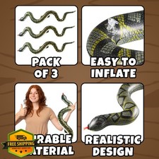 3 Pack Inflatable Snake Toys 39 Inch Pool Jungle Safari Decor