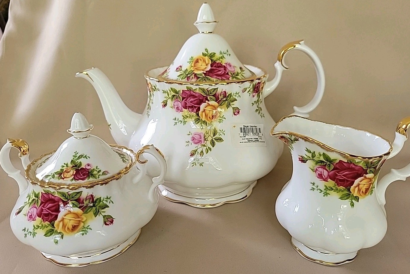 Royal Doulton Old Country Roses 3~ Piece Bone China Teapot 8