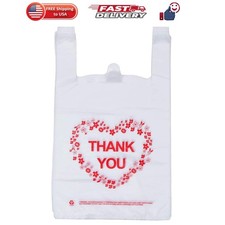 Thank You Plastic Bags with Handles, T Shirt Bags 12x20 Inch, 50 Ct