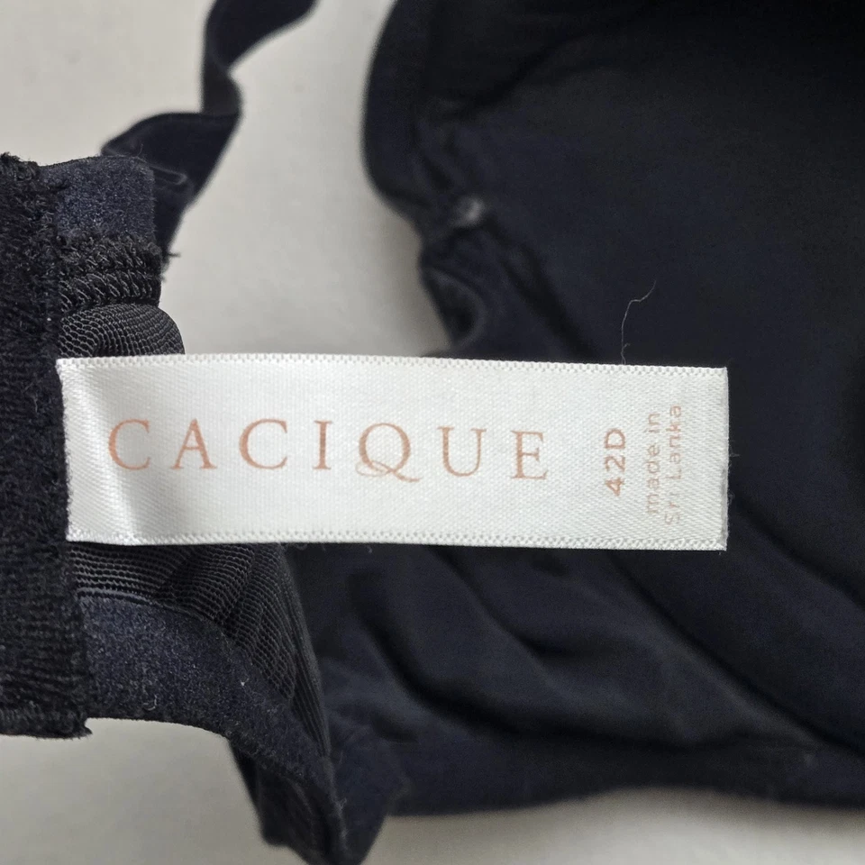 Sujetador Cacique para mujer 42D negro Boost Plunge correa de lazo con aros Foto 3 de 4