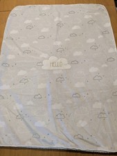 Just Born Hello Clouds Baby Blanket Sherpa Gray White Plush Sky Security 30x40