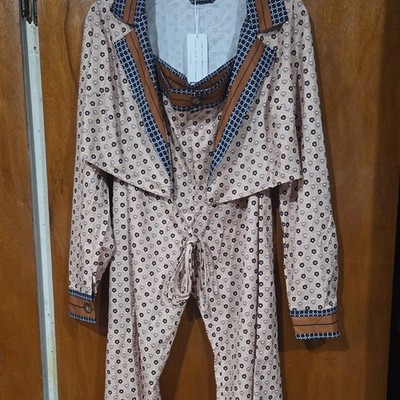 Ro3 Sollinarry Women's Geometric pajamas Set Size L 100% Polyester Beige