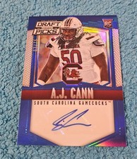 2015 Prizm Draft Picks AJ Cann South Carolina Blue Rookie Autograph 3/75 #159