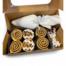Handmade felt cinnamon roll with icing bag   pretend food for kids