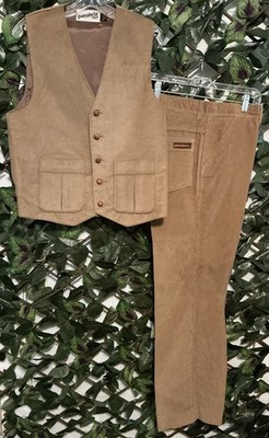 VINTAGE LEVI S PANATELA CORDUROY VEST & MATCHING PANTS 2 PIECE TAN CORDUROY SUIT