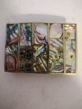 Vintage MEXICO Silver Tone Abalone Inlay Unisex Belt Buckle