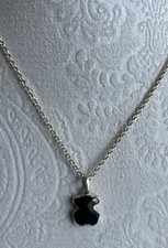 Collar corto de plata Tous motivo de ónix oso TOUS icono color capas estilo