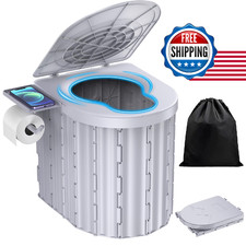 Portable Camping Toilet 15" w/ Removable Paper Holder Phone Shelf