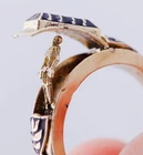 Antique MECHANICAL Automaton Ring Memento Mori Gold Enamel Resurrected SKELETON