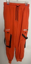 VTG Orange Style Parachute Pants Drawstring LG