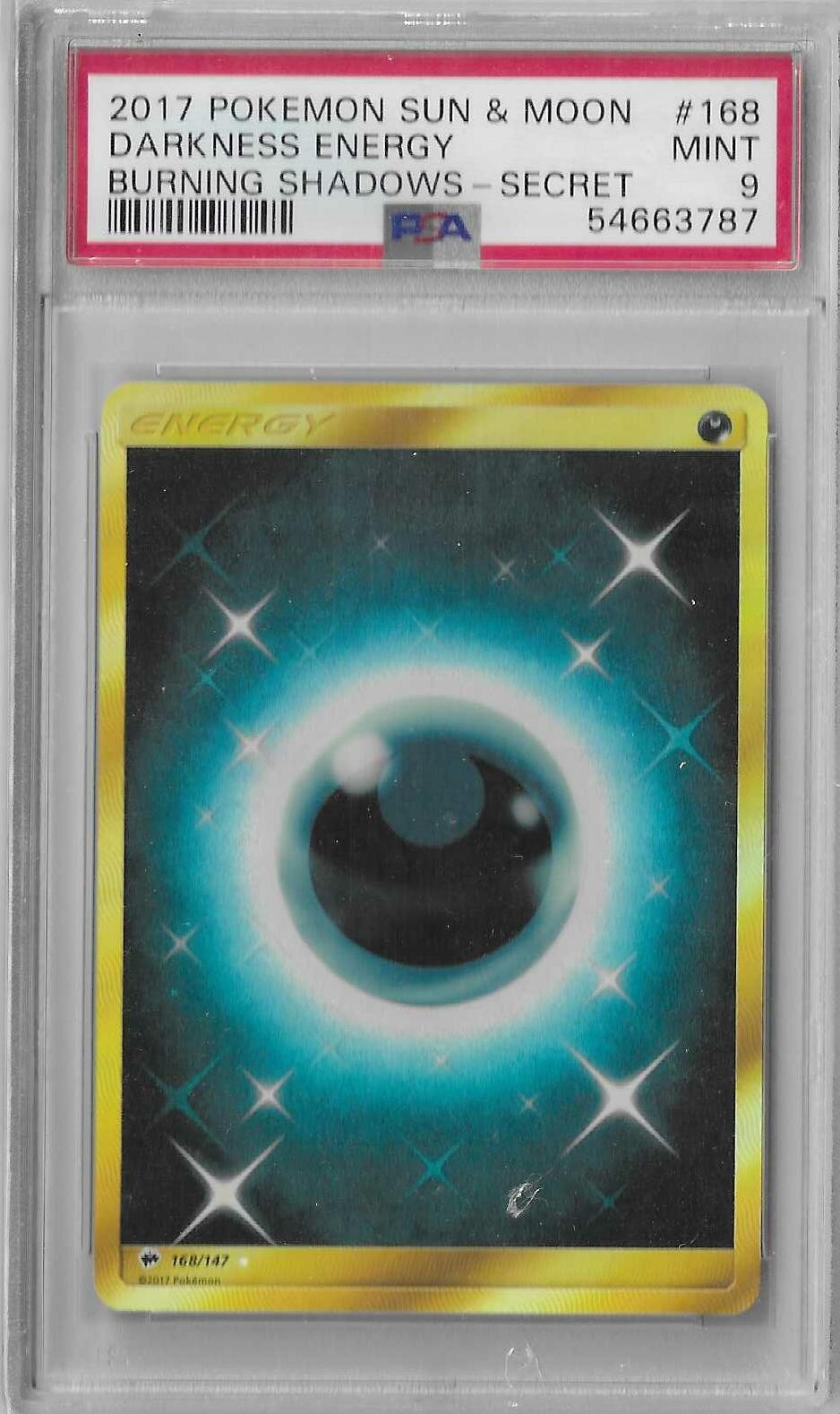 PSA 9 Darkness Energy 168/147 Burning Shadows Gold Secret Rare 2017 Pokémon TCG