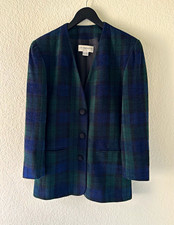Liz Claiborne Women  s 80  s 90  s Vintage Tartan Plaid Wool Blend Blazer 8