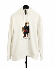 Polo Ralph Lauren Polo Bear White Cotton Blend Fleece Hoodie Men's Size - XL