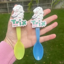 Two General Mills Y2K 2000 Trix Yoplait Yogurt Spoon Set Rabbit Kid Cereal Promo