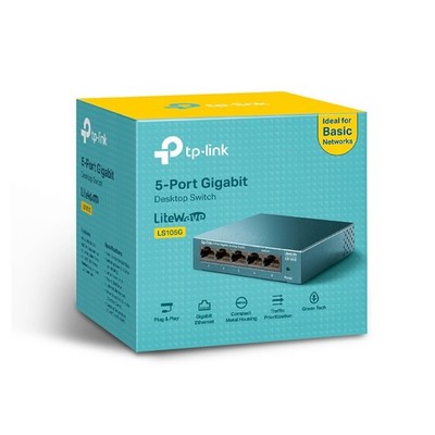 TP-LINK 5-Port Gigabit Unmanaged Desktop Switch LiteWave Stahlgehäuse - (LS105G)