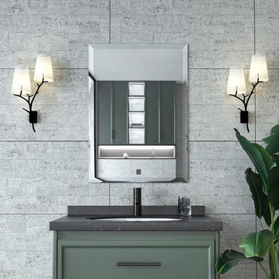Beveled Mirror, Bathroom Mirrors for Wall 20'' x 28'', Frameless Rectangle Bath...