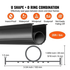 Garage Door Seals Bottom Rubber Weather Stripping 20ft 5/16 inch T-end U O Shape