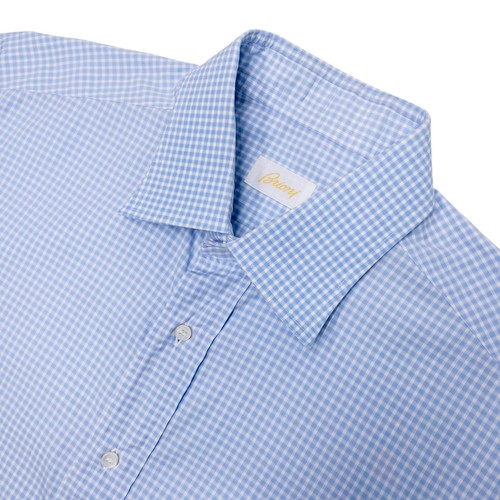 Brioni Dress Shirt Men's 17 Long Sleeve Button-Up Made In Italy Designer Blue - Picture 6 of 11