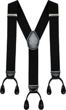 Large Men's Y-Back 2 Inch Heavy Duty Adjustable Utility Suspenders Black