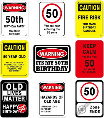 50Th Birthday Party Decorations - 9PCS Wall Signs for Adults 50 Years Old Party