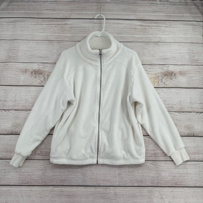 Athleta Full Zip Super Soft Fleece Jacket Womens Medium White Mock Neck
