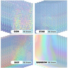 60 PK Mixed Koala Holographic Vinyl Sticker Paper Waterproof 8.5x11 Inkjet Laser