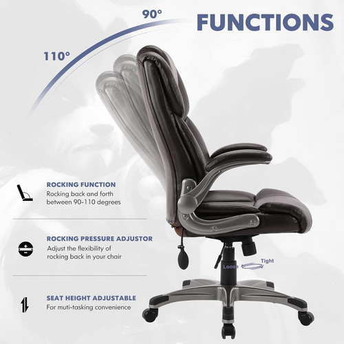 High Back Executive Office Chair- Ergonomic Home Computer Desk Leather Chair wit - Picture 8 of 12