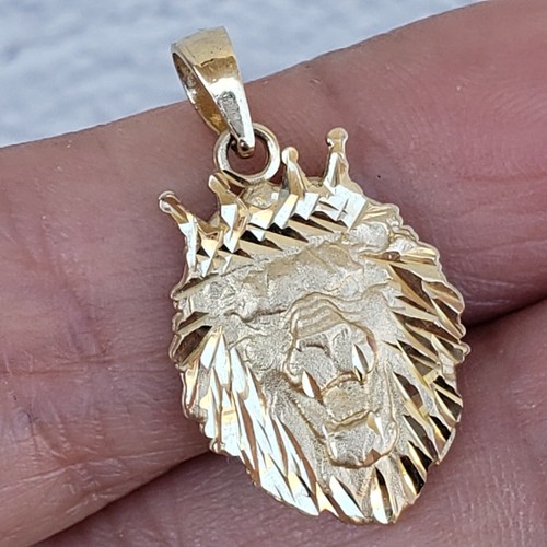 Real 14k Yellow Gold lion Pendant charm 