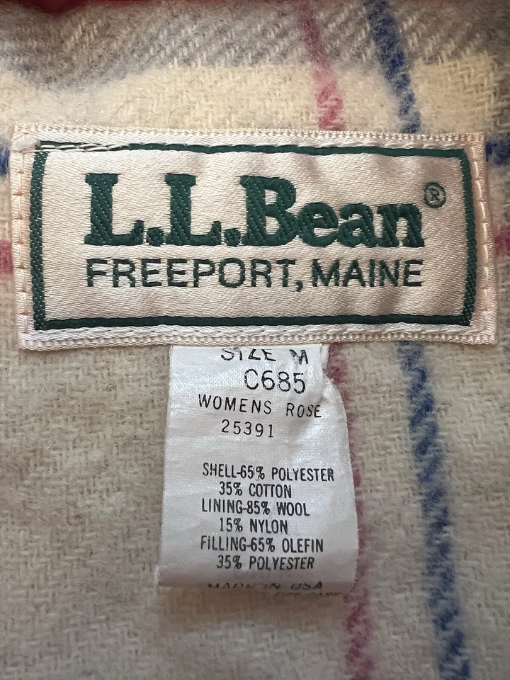 Vintage L.L.BEAN Check Lined Hiking Parka Coat Pink Size Medium Barn Jacket Foto 3 de 4