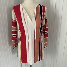 NWOT Ann Taylor LOFT Striped Waffle Top Lightweight Sweater 3/4 sleeves SMALL M