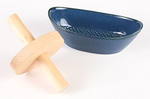 工芸品 KEIJI Zero Japan KTZ-002 Blue Herb Mortar with Wooden Roller W160