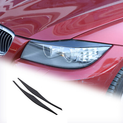 Glänzend Schwarz Auto Scheinwerfer Augenbraue Trim Aufkleber für BMW 3er E90 E92