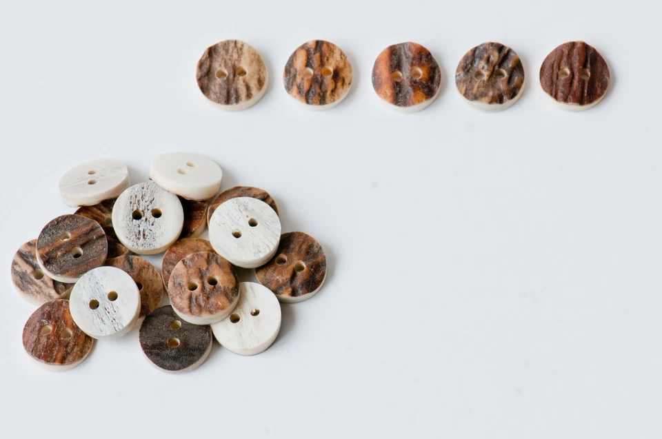 Sewing Buttons | Natural Antler Flatback Fasteners For Crafts, DIY, Clothing - Image 3 of 4