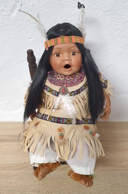Vintage Porzellanpuppe  Indianerin    NJSF 2275   70er/80er Jahre  Wunderschöne