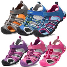 US Girls Boys Athletic Sandals Closed Toe Beach Outdoor Hiking Sports Sandals