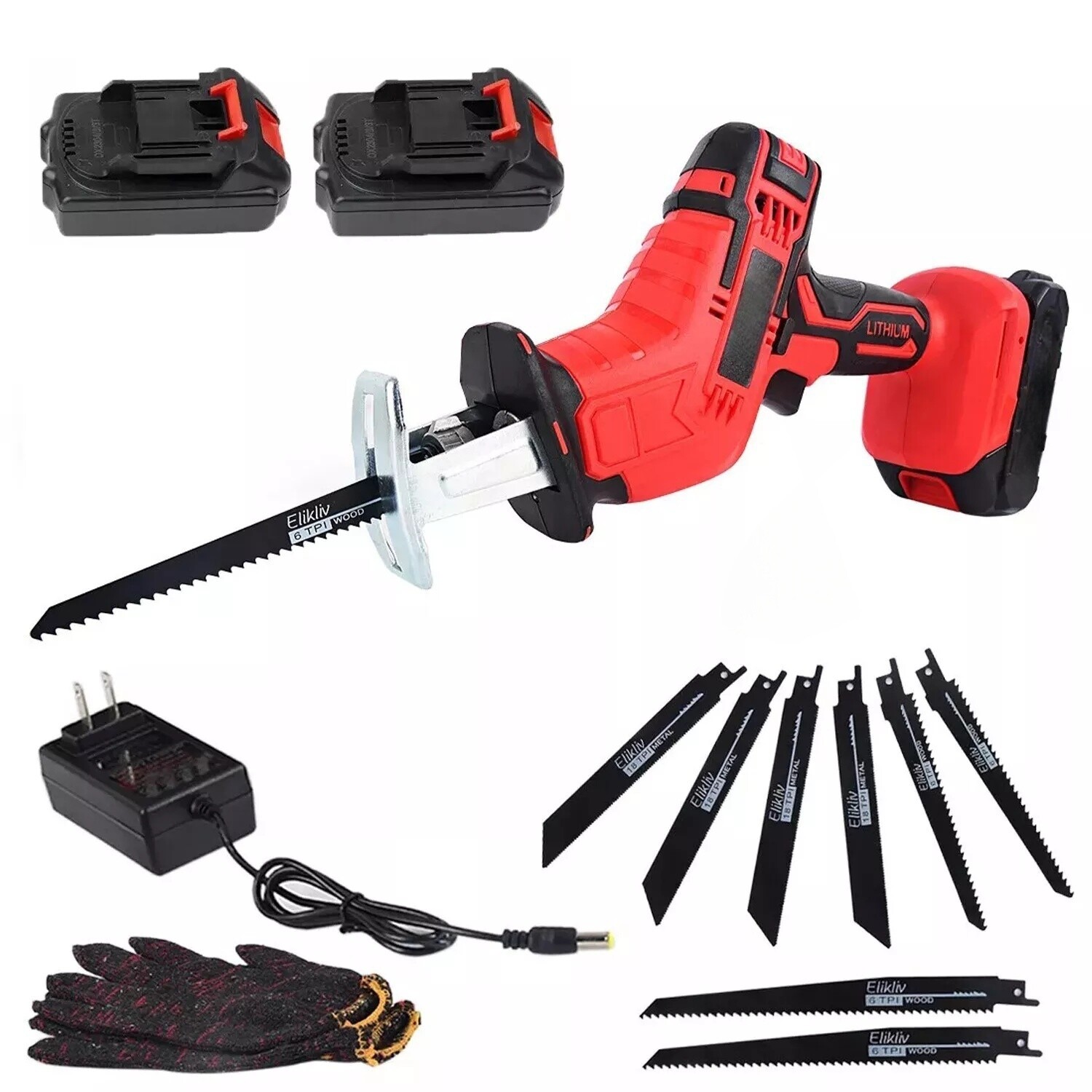 24V Cordless Reciprocating Saw Electric Reciprocating Saw Kit with 2 Battery