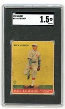 1933 Goudey MAX BISHOP Philadelphia Athletics #61 SGC 1.5 Fair Condition