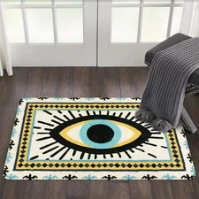 Blue Evil Eye Area Rugs 2’x3’ Non-Slip Tribal Small Throw Rugs Super Soft Vel...