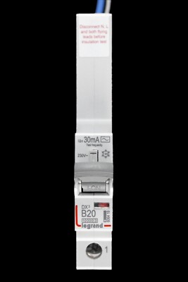 LEGRAND 20 AMP CURVE B 10kA 30mA RCBO TYP AC 6064 19 DX3
