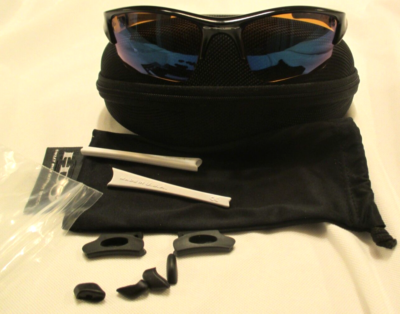OAKLEY FLAK JACKET XLJ BLACK W WHITE + SILVER O ICONS G30 GOLF