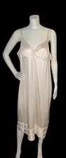 VTG 60s Ivory Slip Nightgown Size 42 Nylon Lingerie Satiny Champagne