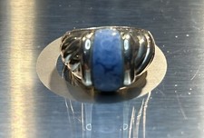 Vintage 925 Sterling Silver Turquoise Blue Ring Stone Size 5.5 Cocktail 5.6grams